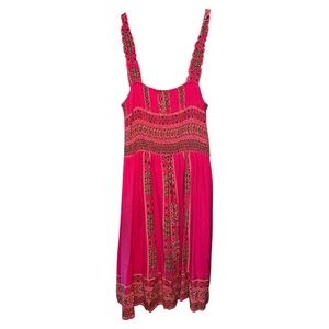 EUC pink boho Western print baby doll midi tank dress Mi Ami Francesca’s L